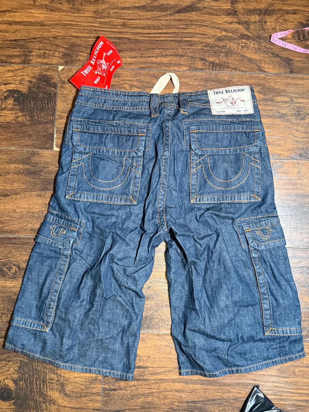 True Religion Men's Indigo Denim Cargo Shorts